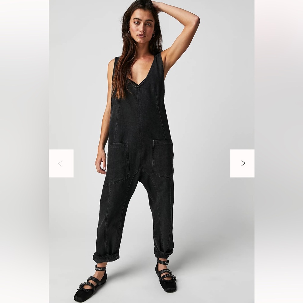 We The Free Charcoal Denim Overalls